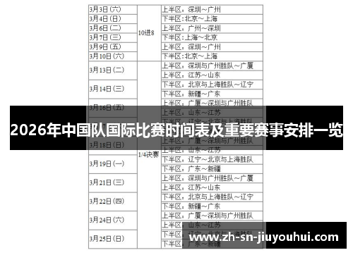 2026年中国队国际比赛时间表及重要赛事安排一览